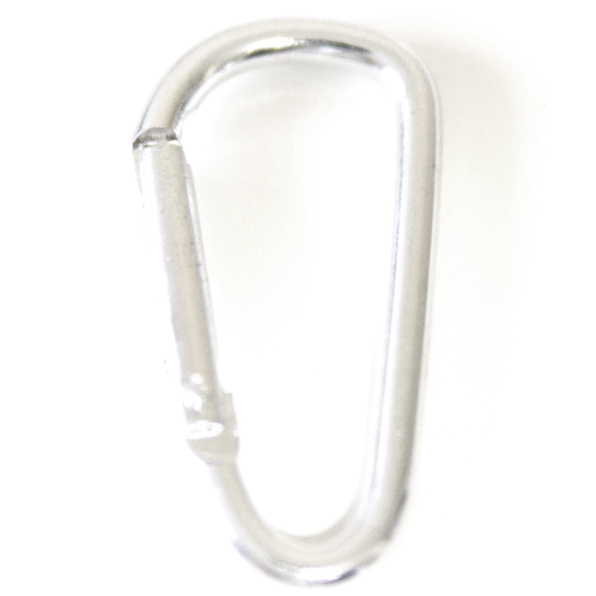 100 pcs - 1-7/8 inch Silver Aluminum Carabiner D Shape Round Edge, Keychain Clip, Spring Snap Key Chain Clip Hook
