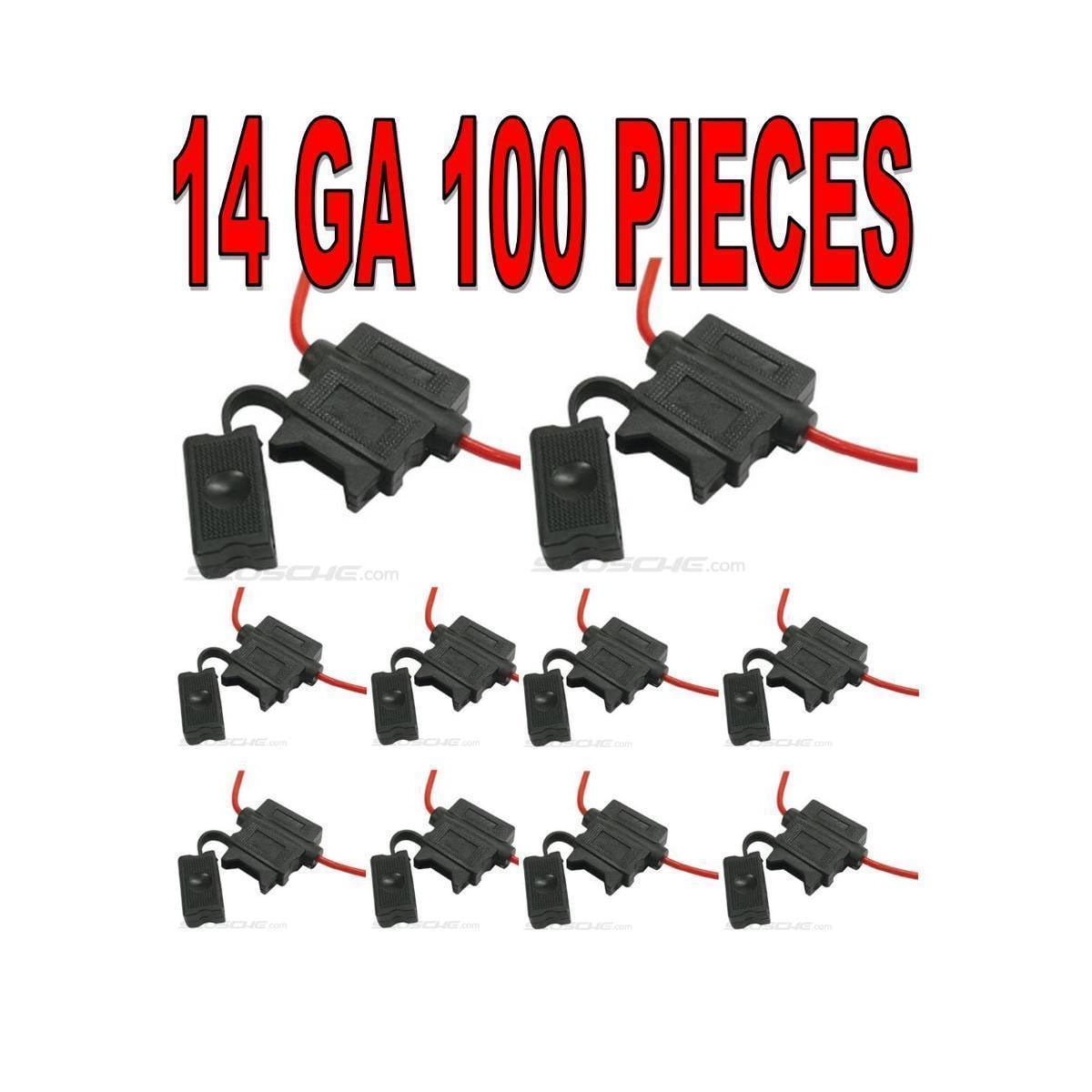 100 pcs 14 Gauge ATC Heavy Duty Fuse Holder 12 Volt Automotive Copper Wire