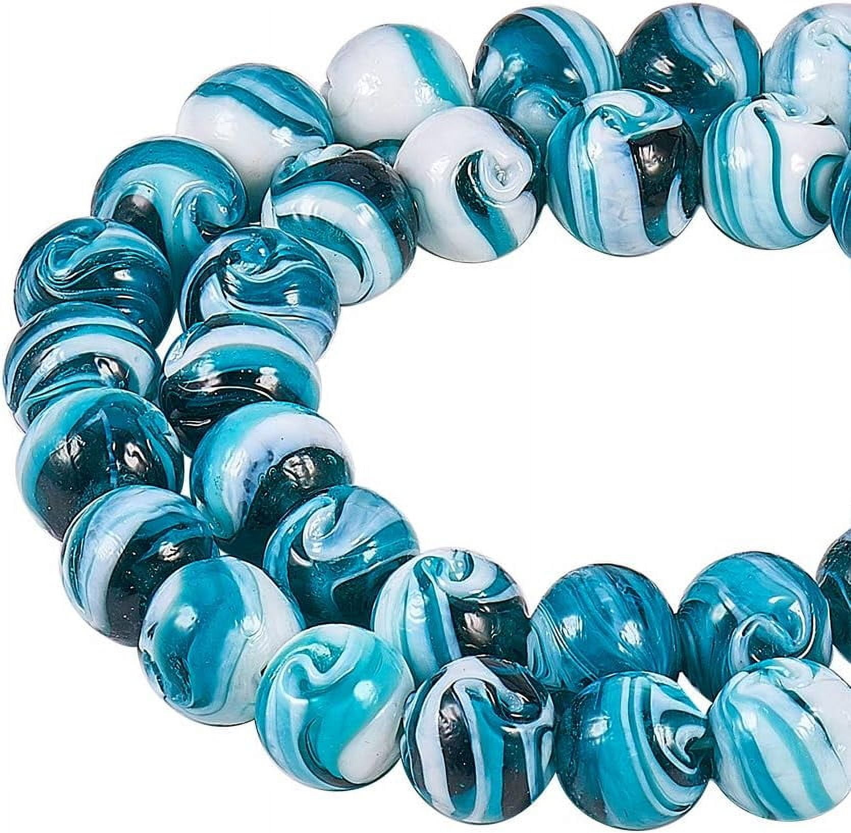100 pcs 14mm Handmade Lampwork Round Loose Beads for Jewelry Making DIY Bracelet Necklace Darkcyan Hole: 1-2mm