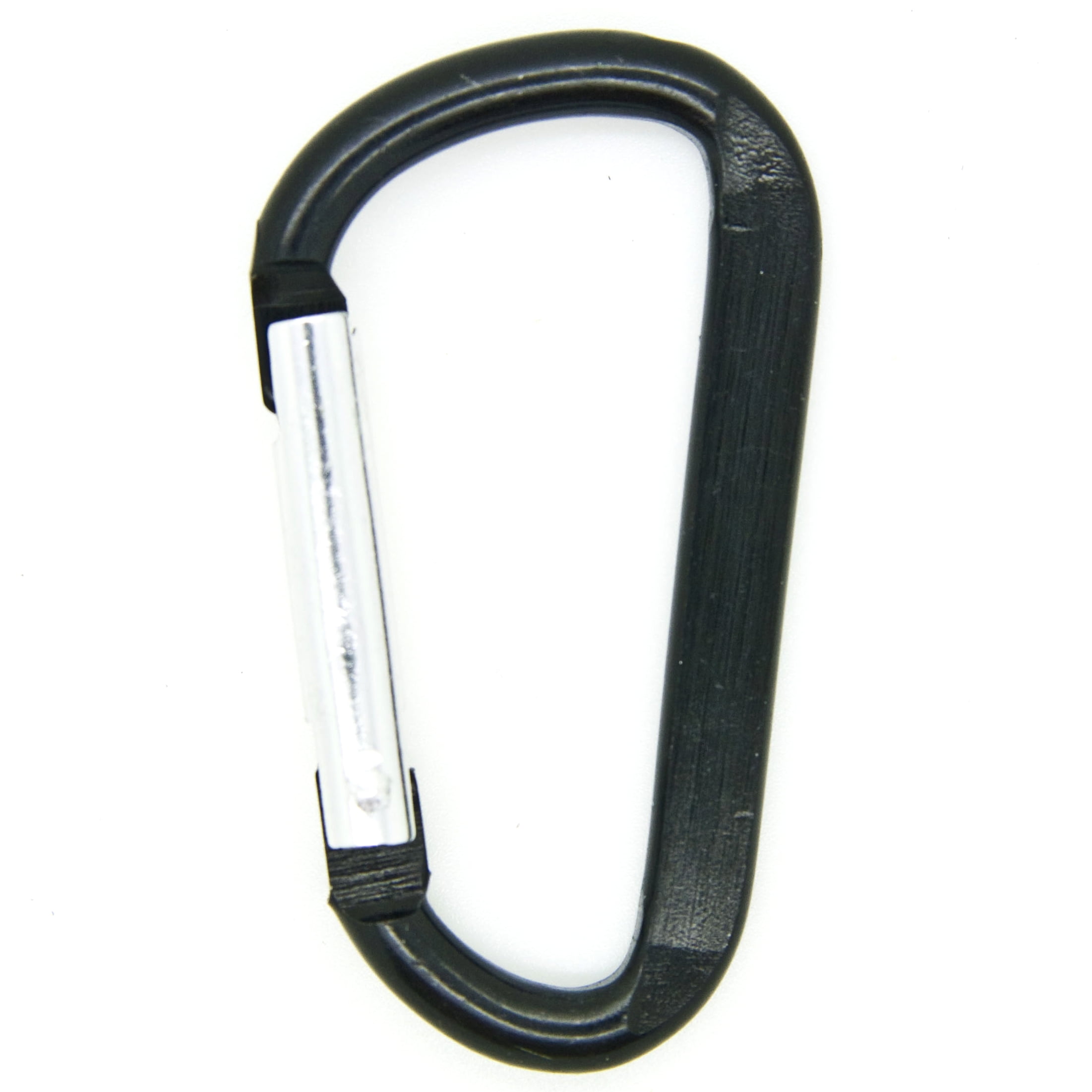 100 pcs - 2.25 inch Black Aluminum Carabiner D Shape Flat Edge, Keychain Clip, Spring Snap Key Chain Clip Hook