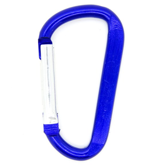 100 pcs - 2.25 inch Blue Aluminum Carabiner D Shape Flat Edge, Keychain Clip, Spring Snap Key Chain Clip Hook