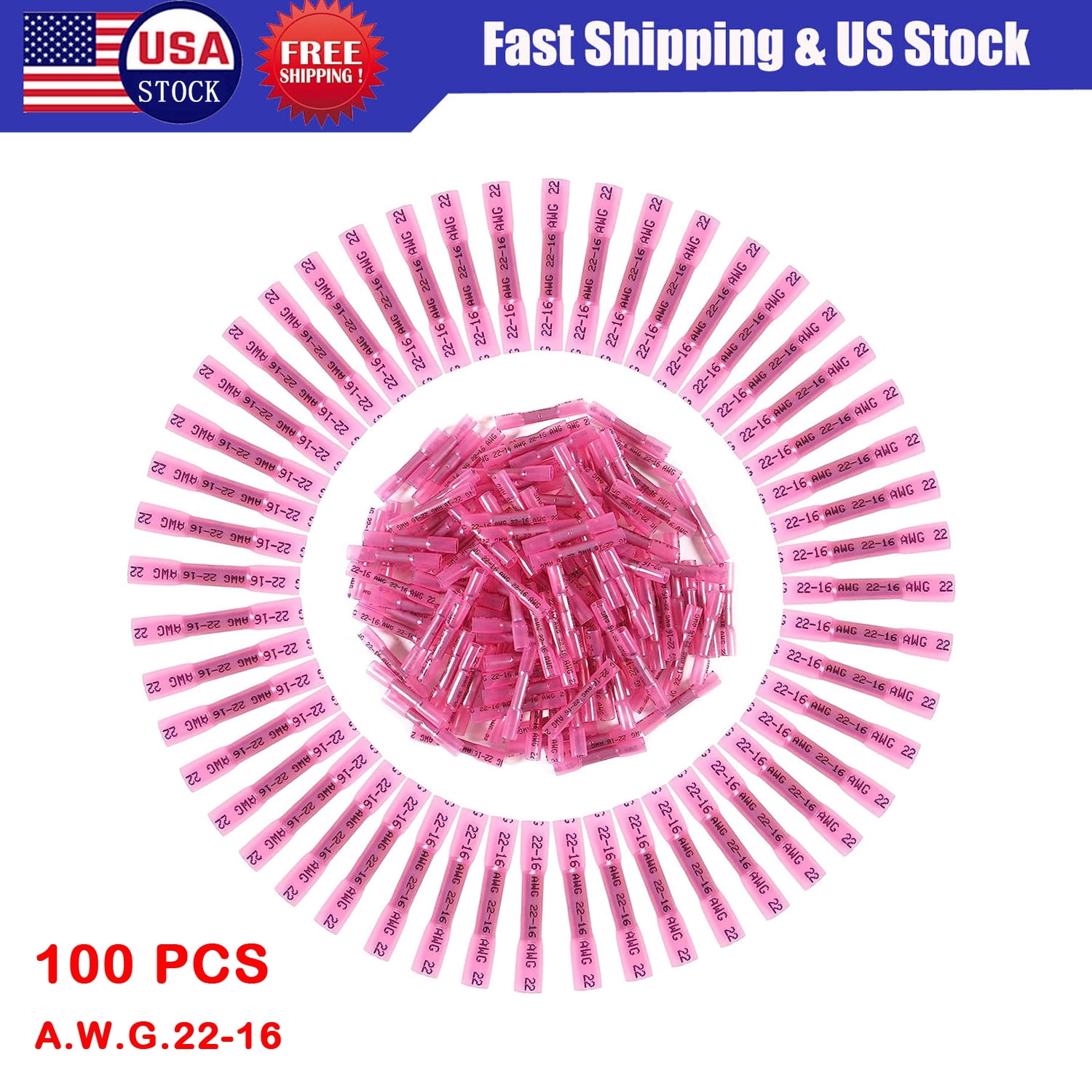 150PCS Solder Seal Sleeve Heat Shrink Butt Wire Connectors Waterproof Terminals