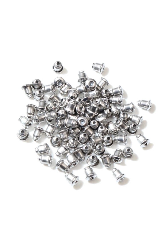 100 pcs 304 Stainless Steel Earring Stoppers Backs - 6mm x 5mm - Bullet
