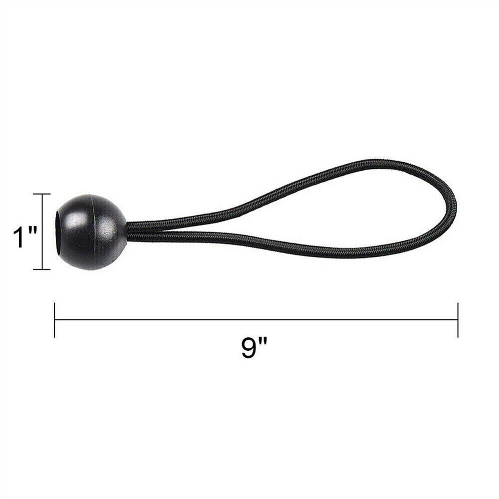 100 pcs 6"&9" Inch Black Ball Bungee Bungie Cord Canopy Tarp Tie Downs