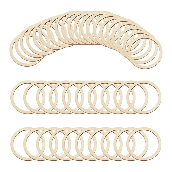 100 pcs 60mm Unfinished Wood Pieces Rings Shape White Circle Ornaments Wood Linking Rings Blank Wooden Slices for Painting Pyrography Christmas Tree Home Decor 50mm Inner Diameter