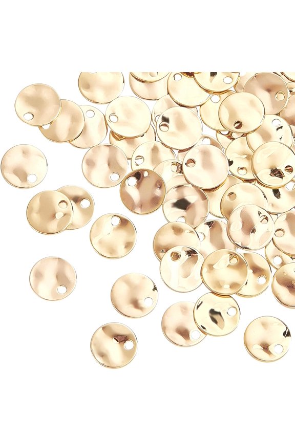 100 pcs 8mm Brass Flat Round Blank Stamping Tag Pendants Charms