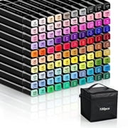 100 pcs Alcohol Markers Set, Double Ended Artist with Carrying Case Great for Coloring, Painting, Sketching, Card Making and Illustration