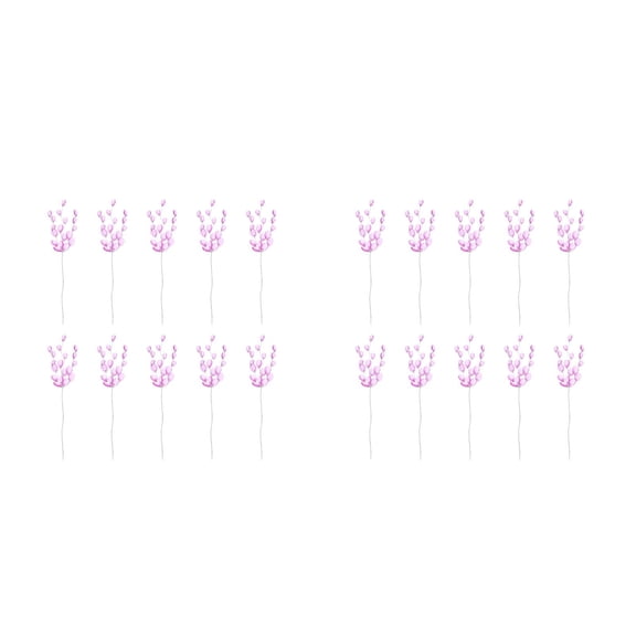 100 pcs Artificial Flower Stem Flower Bouquets Bead Drop Branches for Wedding DIY Wreath Garland Crafts Purple