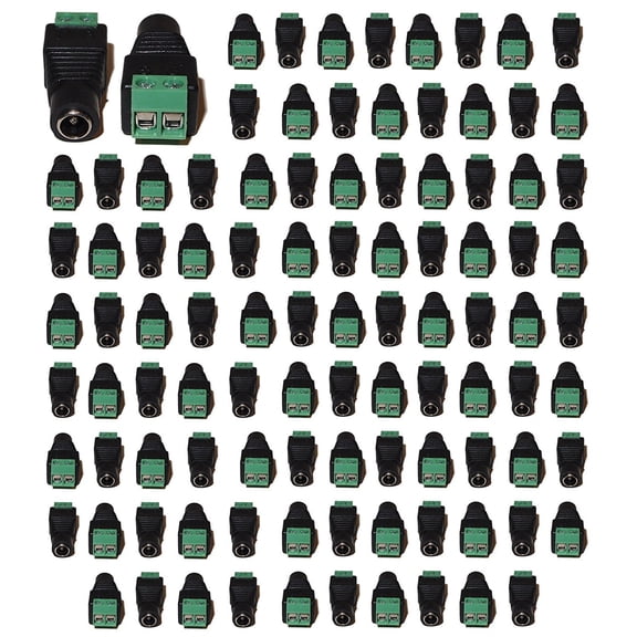 100 pcs Cat5/6 Cable Female DC Jack Connector with Screw Terminal 5.5mm x 2.1mm