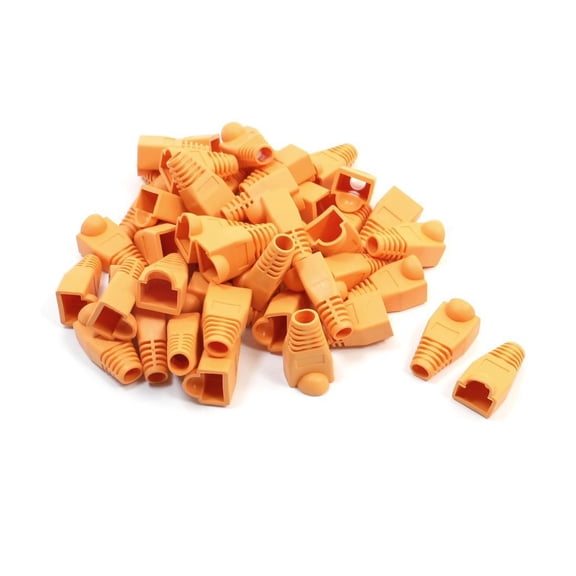 100 pcs Cat5e/Cat6/RJ45 Ethernet Cable Connector Strain Relief Boots Orange