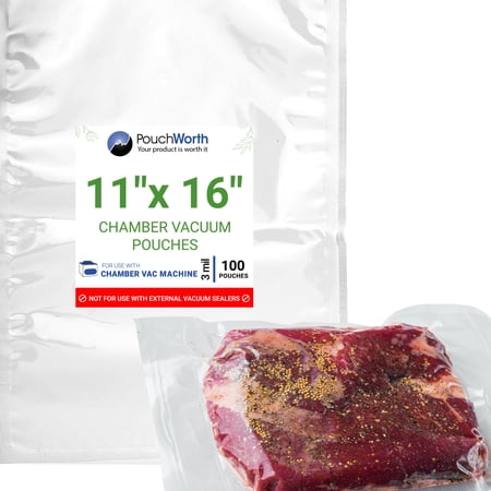 100 pcs Clear 11" x 16" Gallon, 3 mil Vacuum Chamber Sealer Pre-Cut Bags BPA Free Great for Food Vac Storage
