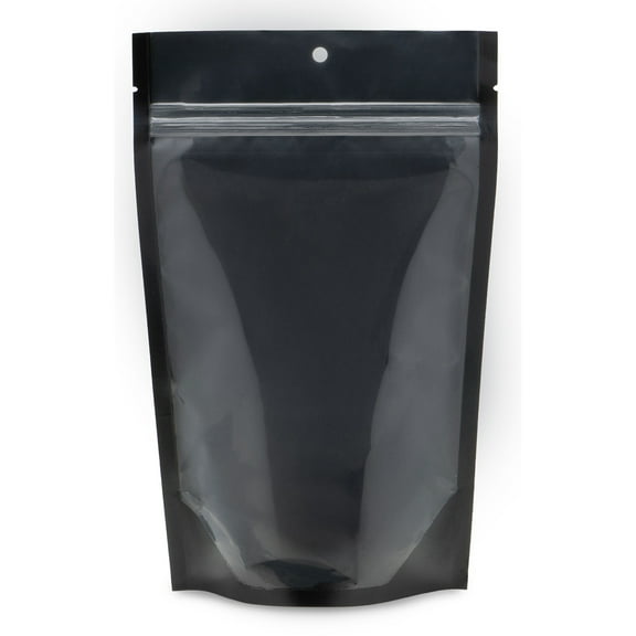 100 pcs Clear/Black 7.5"x11.5"x3.5" Stand Up Pouch Ziplock Mylar Smell Proof Bags