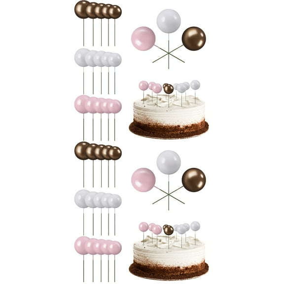 100 pcs Colorful Cake Toppers Small Cake Balloons Decorative Balls Cupcake Decorations