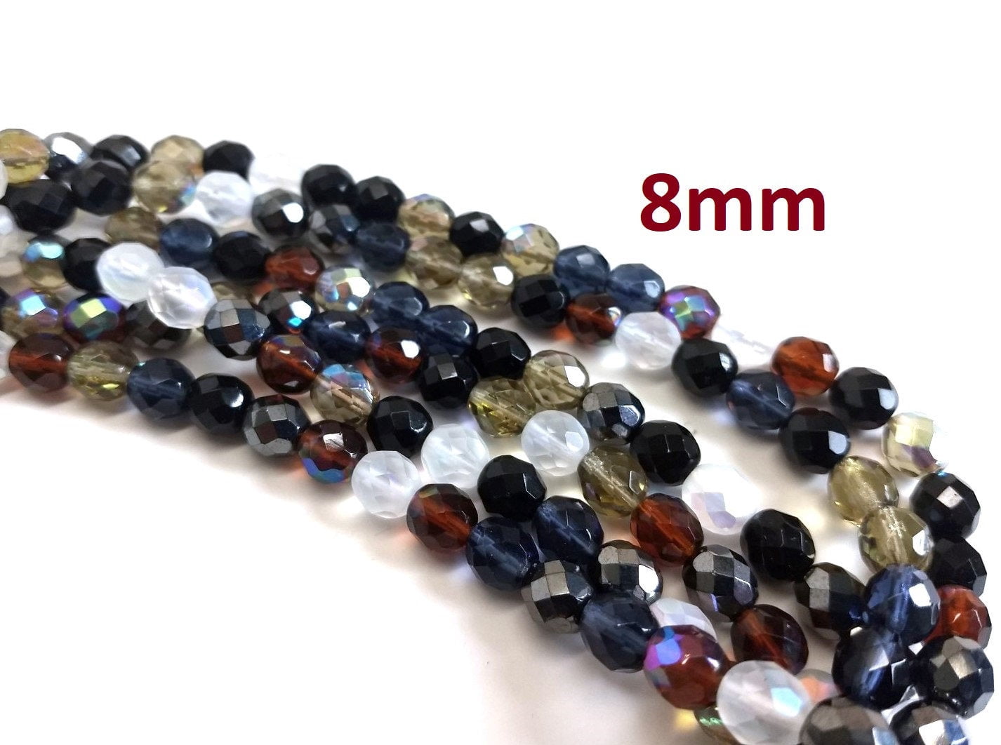 100 Pcs Czech Fire-Polished Glass Beads - 5mm Round Faceted, Crystal AB Color