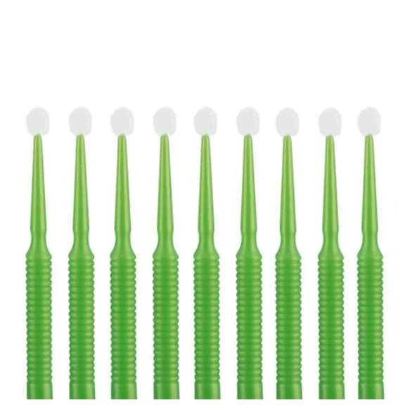 100/pcs Dental Disposable Microbrushe Applicators Micro & Bendable Swabs All Sizes Head Dental, Eyelash & Makeup Maxmicro Regular 2.0 Green