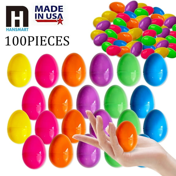 100 pcs Easter Eggs, 2.25" Empty Easter Eggs Fillable, Colorful Plastic Eggs Bulks for Easter Hunt, Party Favor, Basket Stuffers Filler, Classroom Prize Supplies