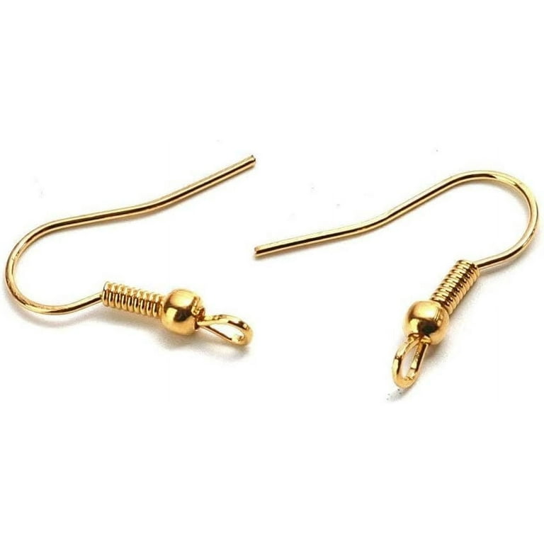 100 pcs Gold Plated Earring Hooks with Spring and Ball - 19mm x 17mm -  Perpendicular Loop 
