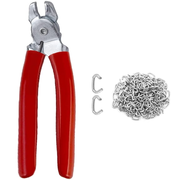 100 pcs Hog Rings with Straight Hog Ring Pliers Kit Galvanized Hog Rings for Animal Pet CagesRopesBaggingDIY CraftFurniture