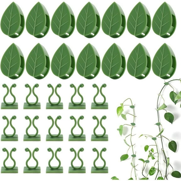 100 pcs Plant Climbing Wall Fixture Clips Self-Adhesive Hook Vines Traction Clips Invisible Holder Garden Green Leaf Simulation Self-Adhesive Hook Wire Fixing Supporting