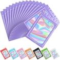 thumbnail image 1 of 100 pcs Purple Smell Proof Holographic Bags Packaging Bags,Clear Resealable Odor Proof Bag Foil Pouch Zipper Bag for Food Storage,Lipgloss,Jewelry,Eyelash Packaging for Small Business(4x6In), 1 of 12