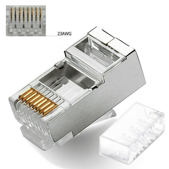 100 pcs RJ45 CAT6 Shielded w Load Bar Insert Modular LAN Network Connector Cable