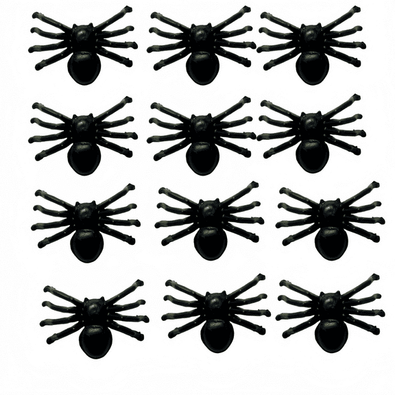 100 Pcs Realistic Halloween Spider Decorations, Black Plastic Mini Scary Spiders - for Haunted House, Halloween Party Pranks And April Fool's Day