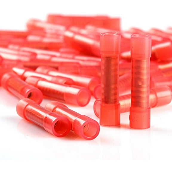 100 pcs Red NYLON Wire Butt Connector Crimping Terminals 22-18 Gauge