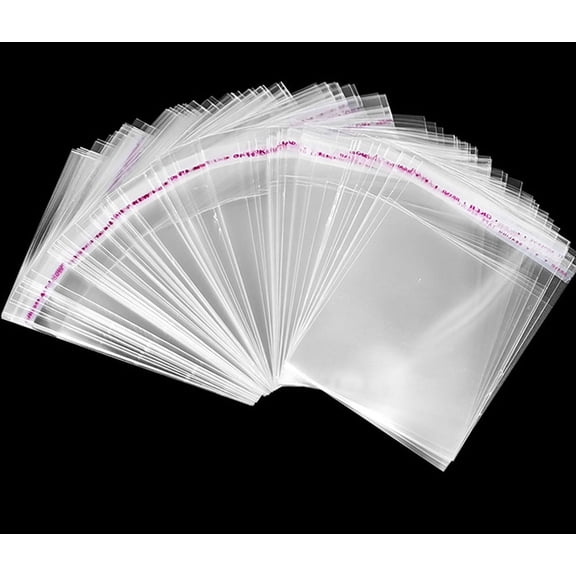 100 pcs Resealable Poly Bags Transparent OPP Bag Plastic Bags Self Adhesive Seal Size 4''X9''(4.3''X8.6'')