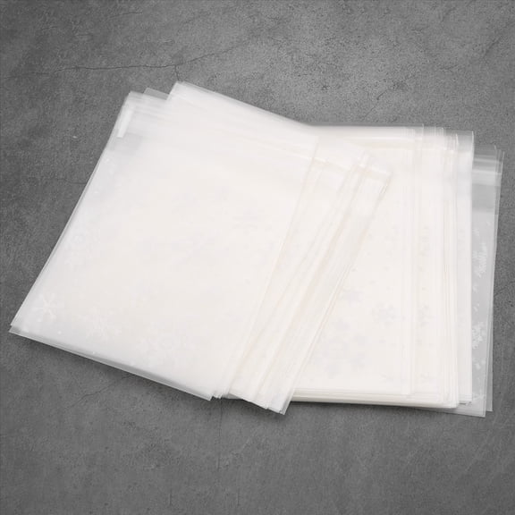 100 pcs Sachets Pouches White Snowflake Packaging Bag for Cookies Christmas Candies