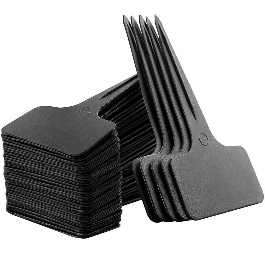 100 pcs T type plastic plant labels black for labeling plant plugs