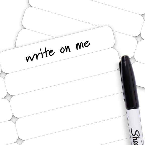 100 pcs Writable Iron on Name Tags for Clothing with Permanent Laundry Marker - Clothing Labels for Nursing Home & Daycare, Custom Fabric Labels for Clothes Washable Precut 2”x0.38”