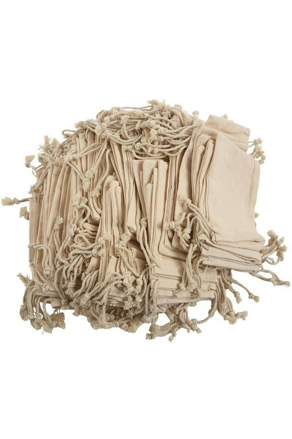 100 pcs small 100% cotton drawstring bags 10x15 cm