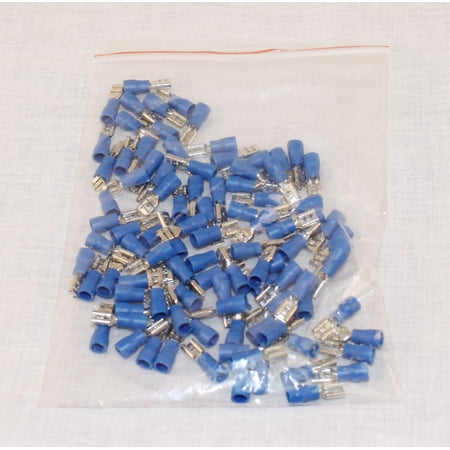 100 piece .187 terminal spade crimp connector set for JAMMA harnesses (Blue) 16-14 AWG wire