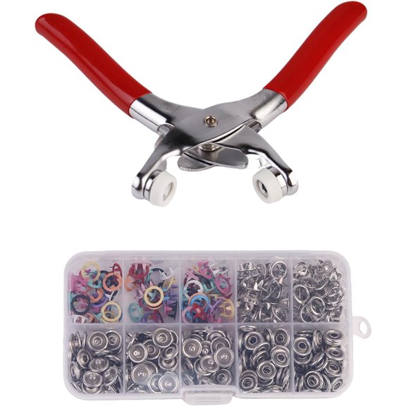 100-piece Metal Snap Button Set, Including Pliers and Pressing Tools, Suitable for DIY Crafts, Garment Sewing, Baby Clothing Sewing Snap Button Set (Colorful Cutout)