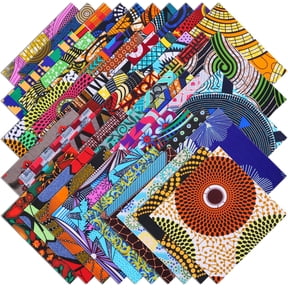 100 pieces of 10 x 10 inch random patterned African polyester fabric block quilted fabric, Kent fabric African wax block Ankara fat quarter,, used for sewing projects, DIY crafts