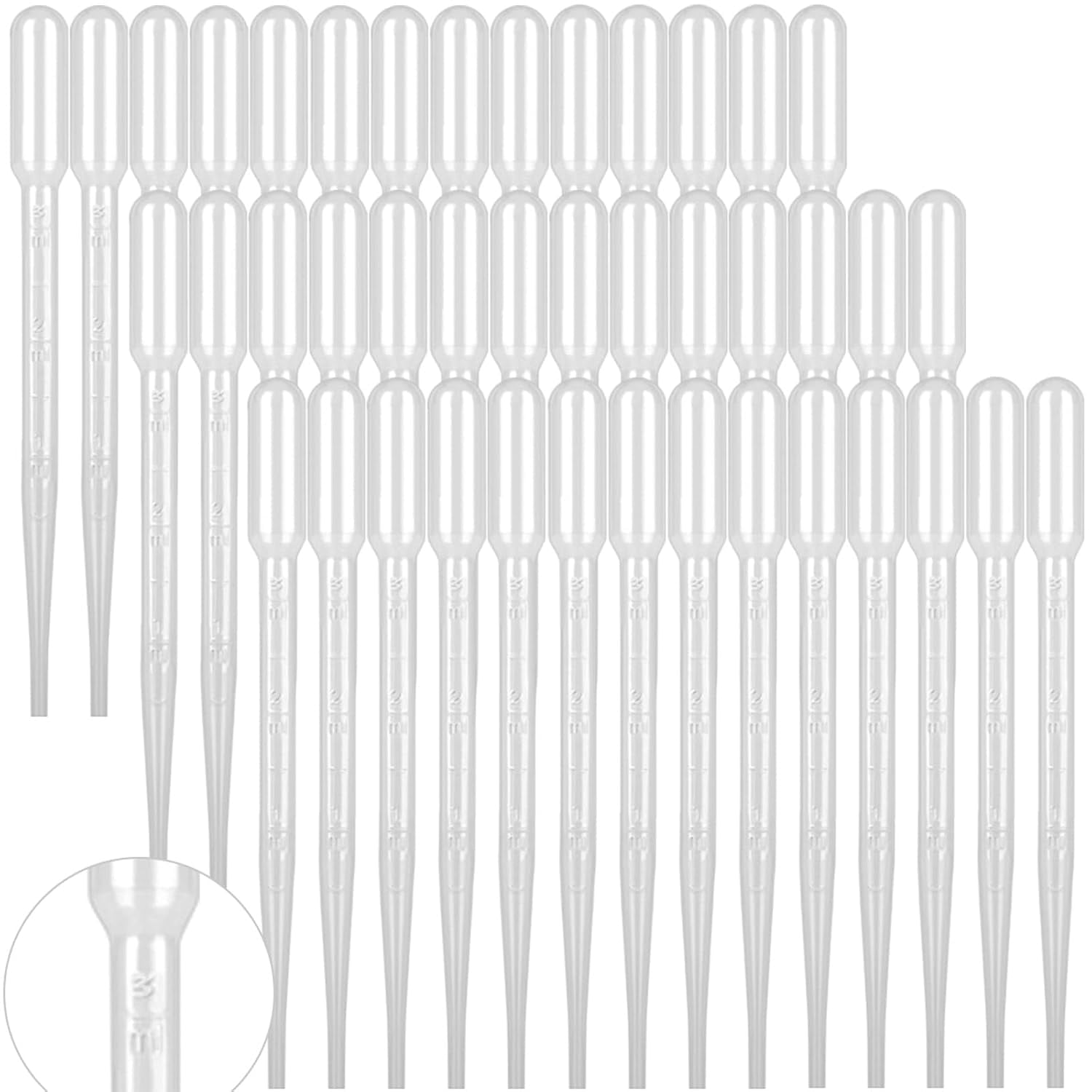 100 pieces of 3 milliliter dropper straws, for essential oil transfer, disposable plastic droppers, suitable for scientific experiments, crafts, makeup tools