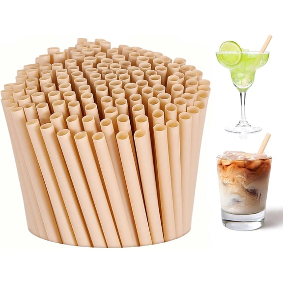 [100 pieces] 5-inch sugarcane cocktail short straws - disposable compostable biodegradable drinking straws, suitable for whiskey bar club cocktail cold drinks