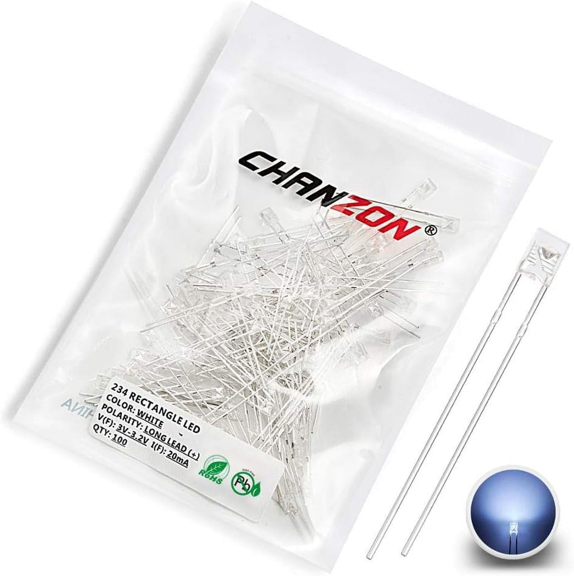 100 pieces of 234 white diode lamp 234 (square transparent DC 320mA) bright light bulb lamp electronic components indicator light LED
