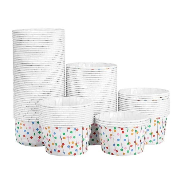 100 polka dot paper cups and disposable dessert bowls 100 Pcs Fluted Tube Pan Liner Nonstick Greaseproof Heat Paper Cake Pan Liners For Pie Scone Pineapple Disposable Cake Pan Liner