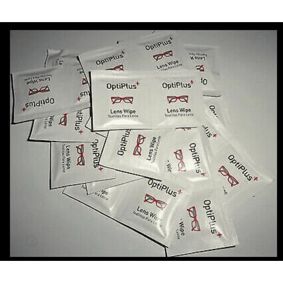 100 pre-moistened OptiPlus Lens Wipes Gentle Cleaning for Optical Surfaces