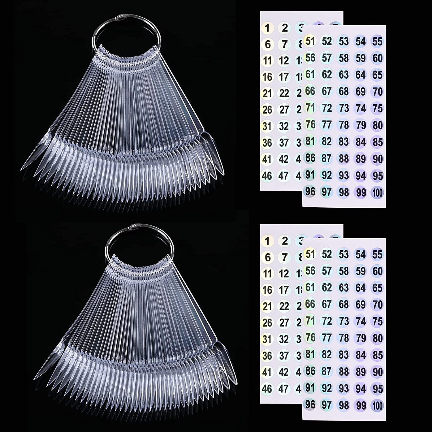 100 ps Nail Swatch Sticks with Number Stickers, Nail Color Display ...