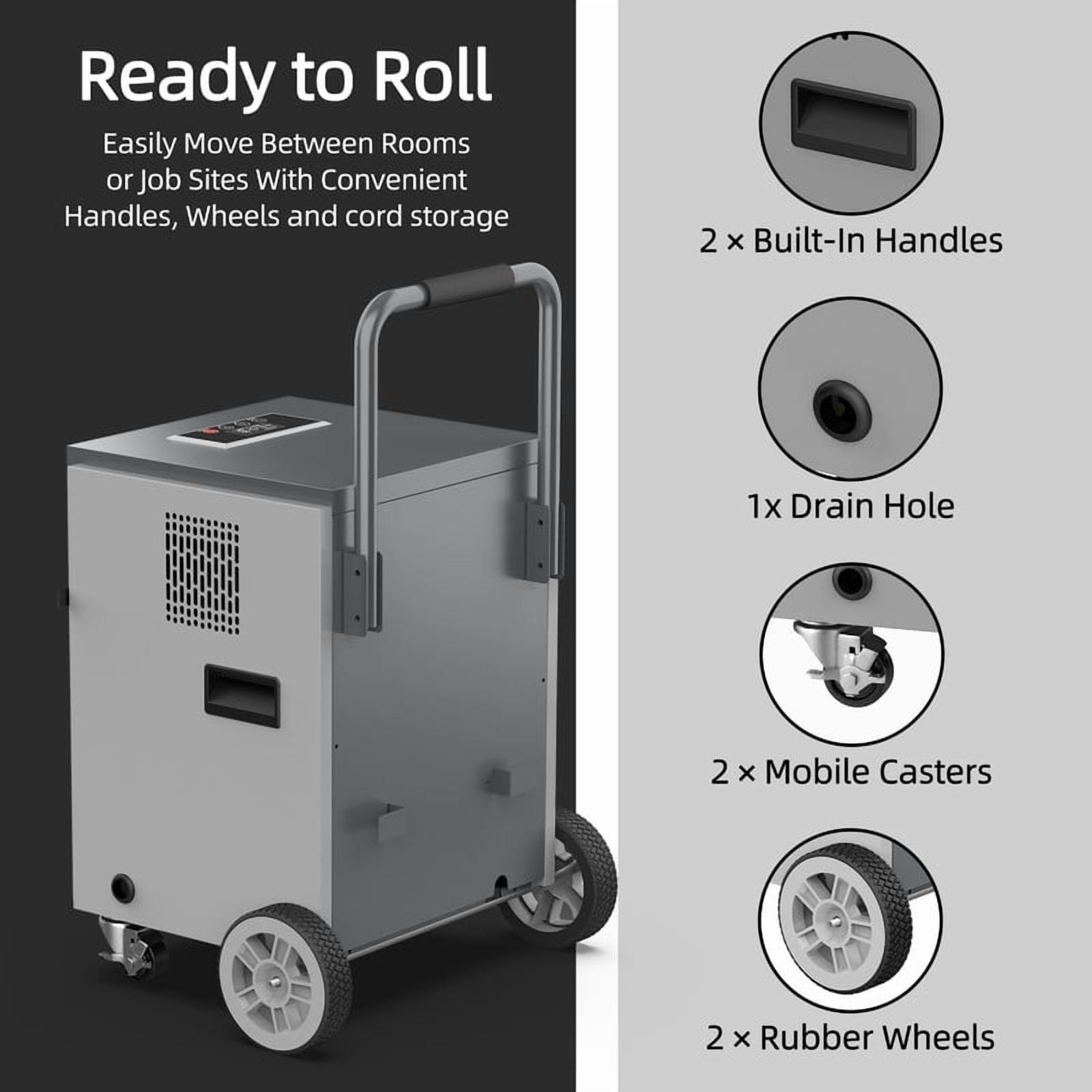 100 pt. 4500 sq. ft. Commercial Dehumidifier in. Blacks with Bucket, Hose for Garage Industrial Dehumdifier for Basement