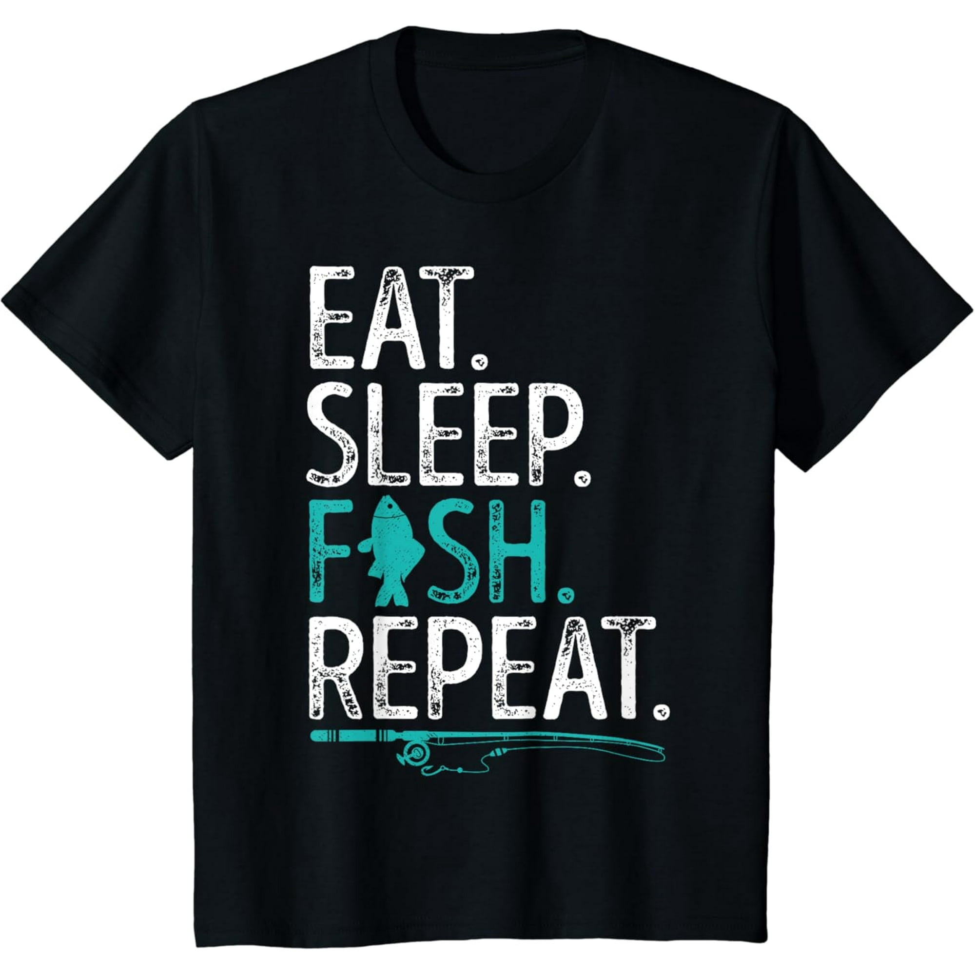100% pure cotton Eat Sleep Fish Repeat T shirt Men Women s Fishing Boys ...