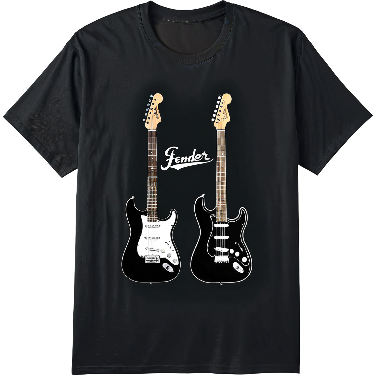 100% pure cotton Fender Stacked Guitar Faded Logo T-Shirt, Black