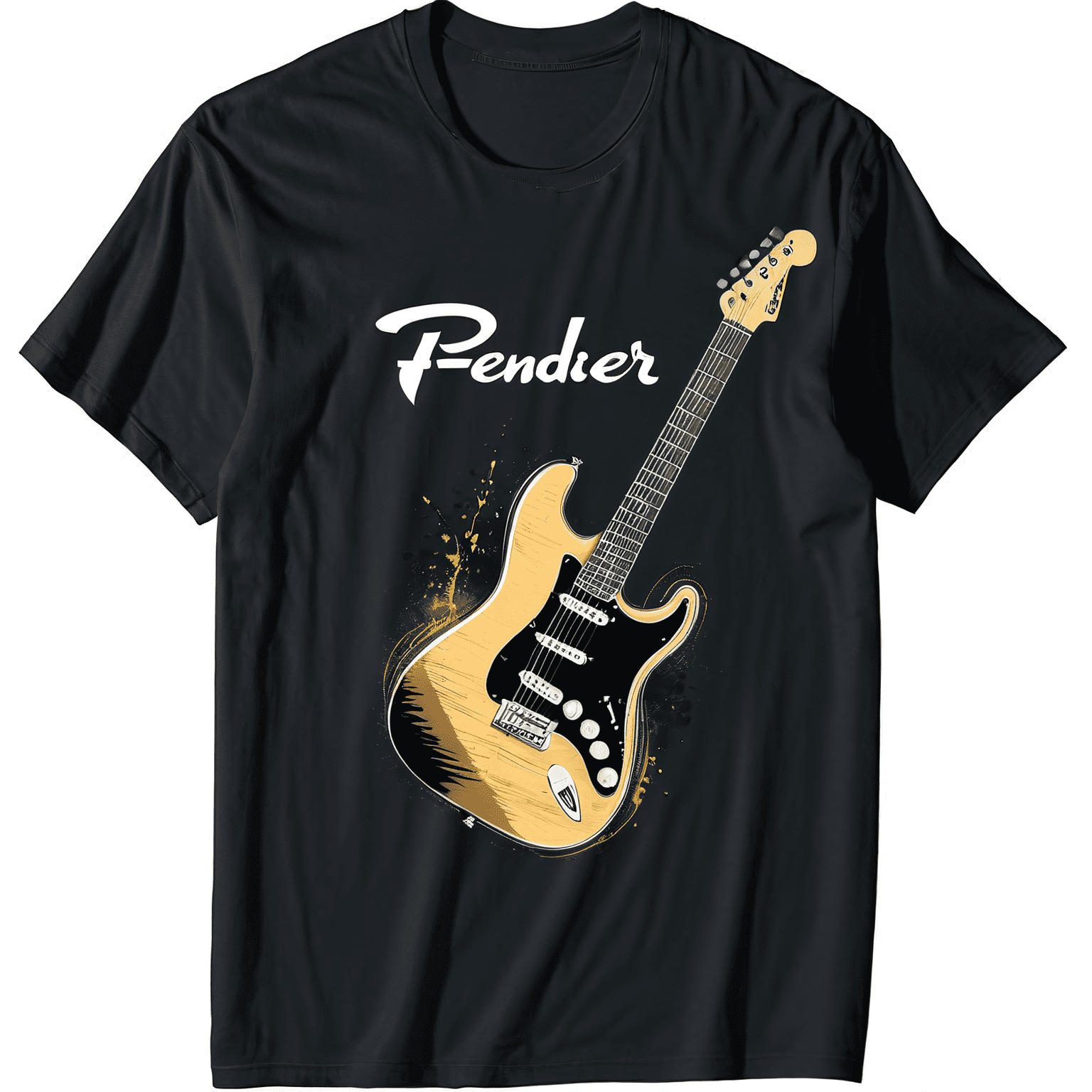 100% pure cotton Fender Stacked Guitar Faded Logo T-Shirt, Black