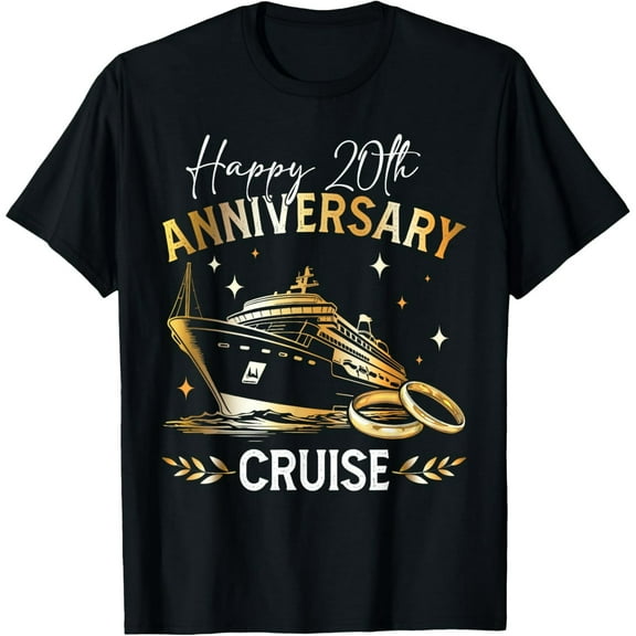 100% pure cotton Happy 20th Anniversary Cruise Wedding Matching Gifts T-ShirtMen's and women's gift