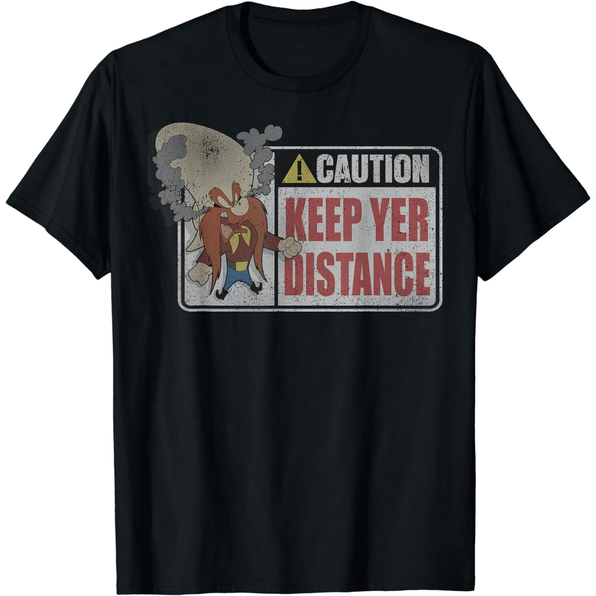 100% pure cotton Looney Tunes Yosemite Sam Caution Keep Yer Distance T ...