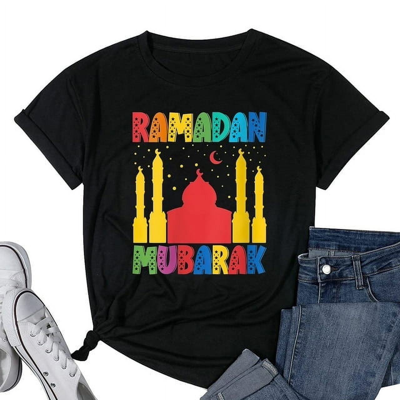 100% pure cotton Womens Vintage Cute Ramadan Mubarak Sunset Fasting