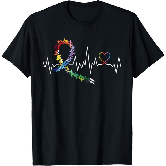 100% pure cotton for both men and womenAll Cancer Matters Awareness Day Heartbeat T-Shirt
