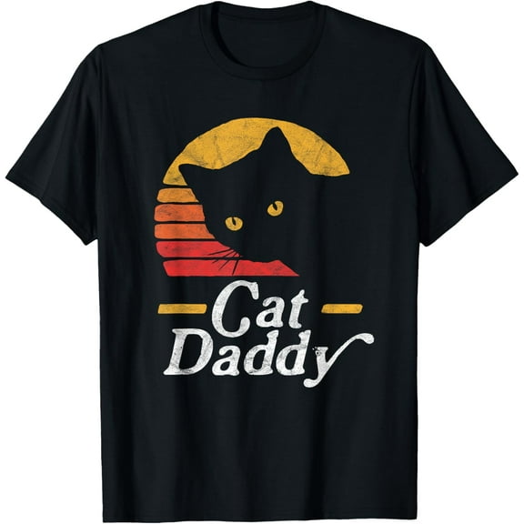 100% pure cotton for both men and womenCat Daddy Vintage Eighties Style Cat Retro Distressed T-Shirt for Men Women Girls Kids